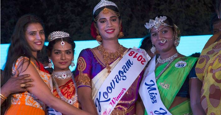 Transgenders celebrate the Koovagam festival held in India.